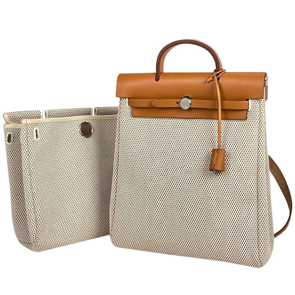 HERMES Ale Bag Ad PM Handbag Rucksack Toile GM Brown H